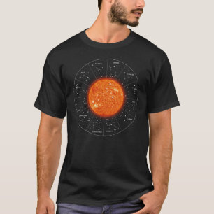 Camiseta Rótulo Astrológico Leo Zodiac - Fiery Sol Dorado