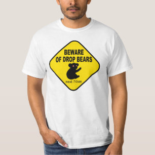Camiseta Rótulo australiano divertido. Guárdese de osos d
