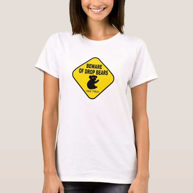 Camiseta Rótulo australiano divertido. Guárdese de osos del (Anverso)