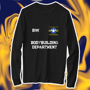 Camiseta Rótulo azul de Bodybuilder divertido para el traba
