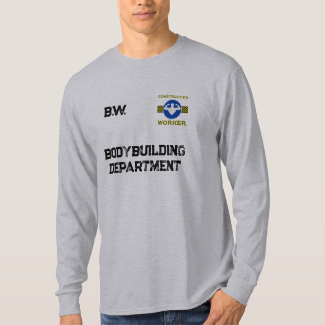 Camiseta Rótulo azul de Humor para constructores de cuerpos (Anverso)