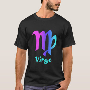 Camiseta Rótulo azul magenta del zodiaco de la aguamarina