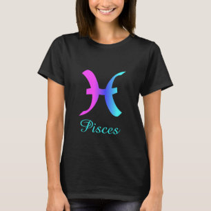 Camiseta Rótulo azul púrpura rosado del horóscopo de Piscis