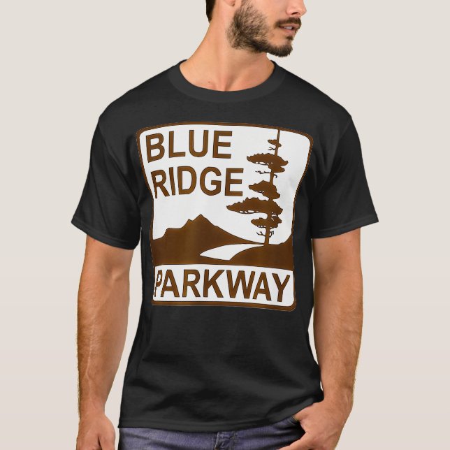 Camiseta Rótulo Blue Ridge Parkway Road (Anverso)