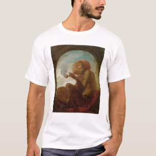 Camiseta Rótulo con un mono que fuma un tubo