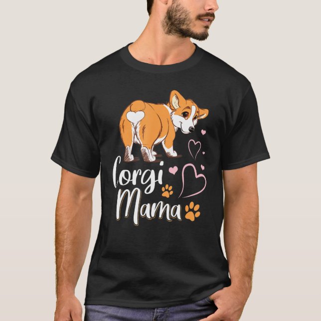 Camiseta Rótulo Corgi Mama Heart Paw (Anverso)