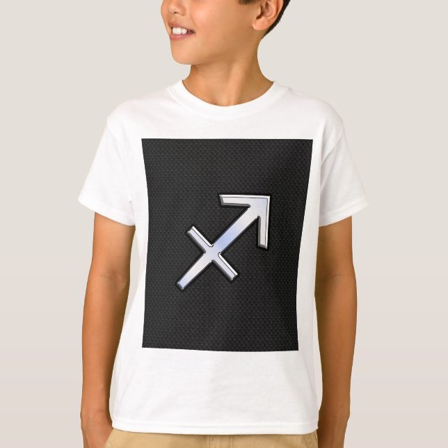 Camiseta Rótulo cromado como sagitario zodiaco en negro (Anverso)