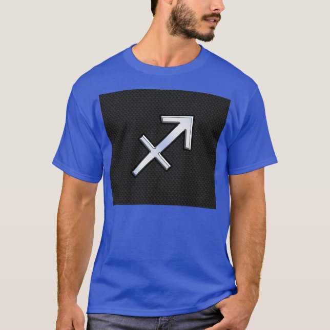 Camiseta Rótulo cromado como sagitario zodiaco en negro (Anverso)