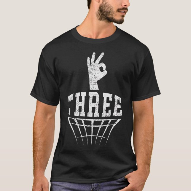 Camiseta Rótulo de 3 puntas con canilla de baloncesto (Anverso)