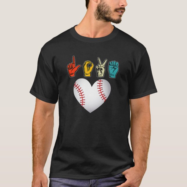 Camiseta Rótulo de amor de béisbol Regalos de intérprete de (Anverso)