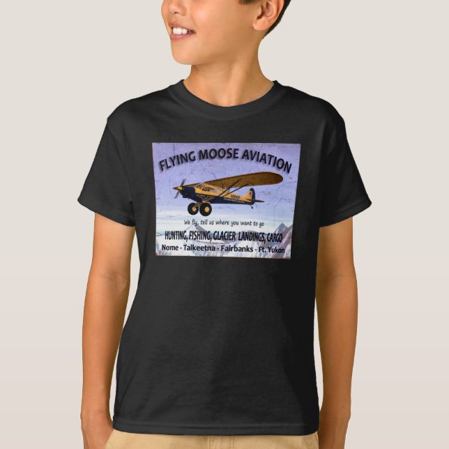 Camiseta Rótulo de Aviación Vintage Flying Moose (Anverso)