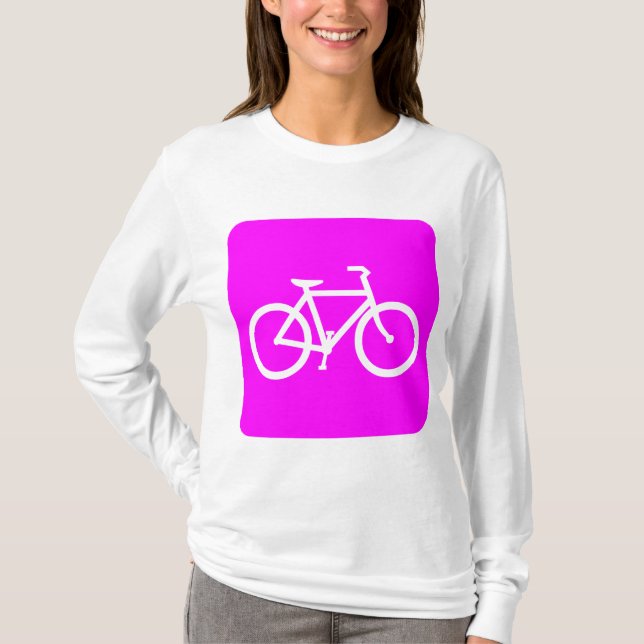 Camiseta Rótulo de bicicleta - Magenta (Anverso)
