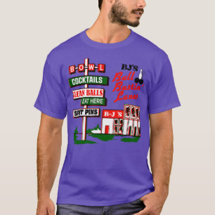 Camiseta Rótulo de BJs Ball Bustin Lanes Retro Roadside