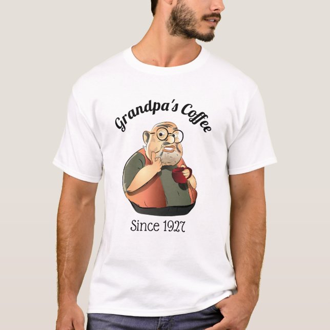Camiseta Rótulo de cafetería personalizado del abuelo (Anverso)