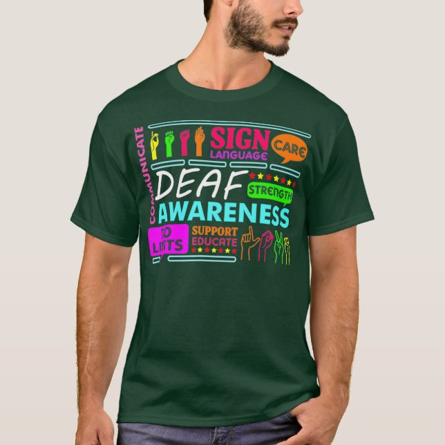 Camiseta Rótulo de Conciencia Sorda Sordera Pérdida auditiv (Anverso)