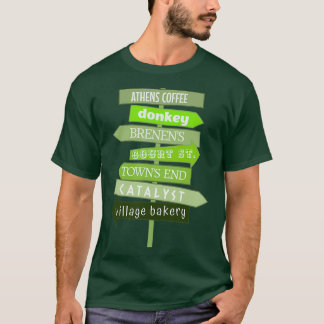 Camiseta Rótulo de dirección de café local de Atenas