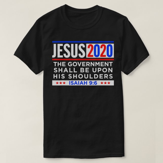 Camiseta Rótulo de elecciones patrioticas cristianas de Jes (Diseño del anverso)