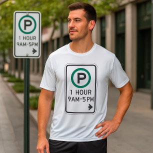 Camiseta Rótulo De Estacionamiento De 1 Hora Para Zonas De