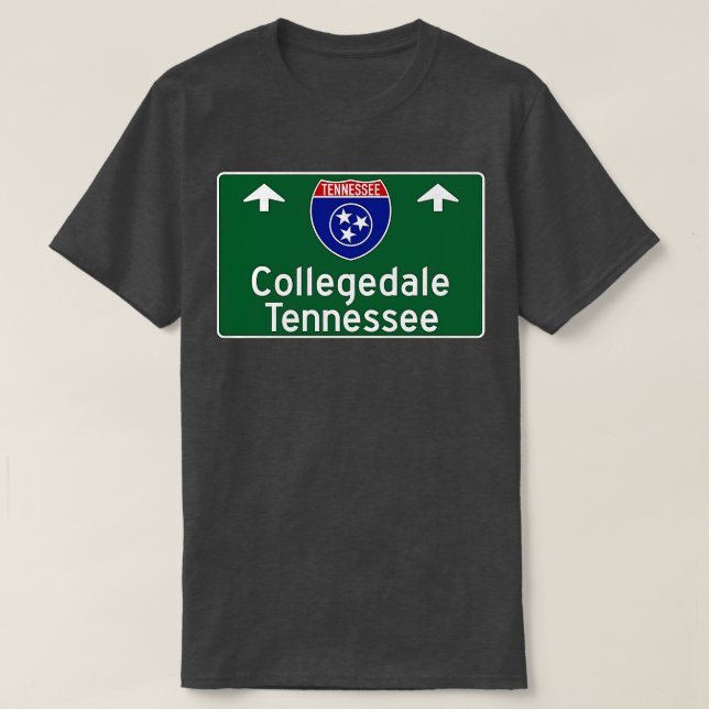 Camiseta Rótulo de guía de la autopista Collegedale Tenness (Diseño del anverso)