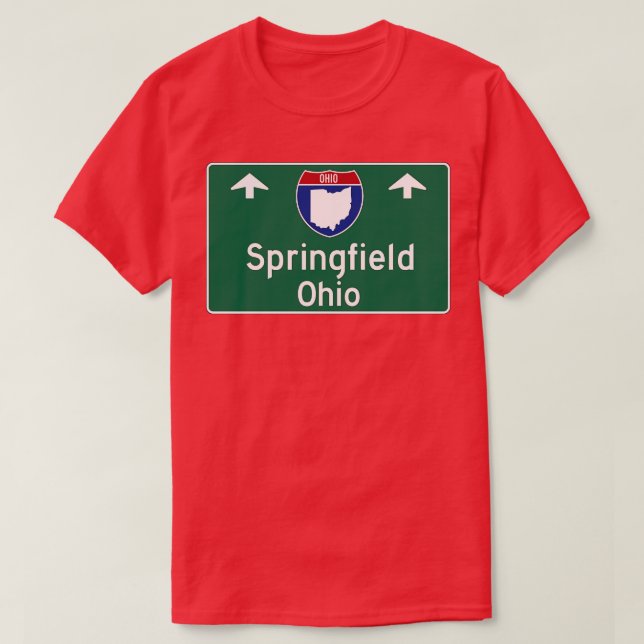 Camiseta Rótulo de guía de la autopista Springfield Ohio (Diseño del anverso)
