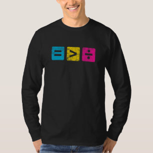 Camiseta Rótulo de igualdad de matemáticas mayor que Rótulo