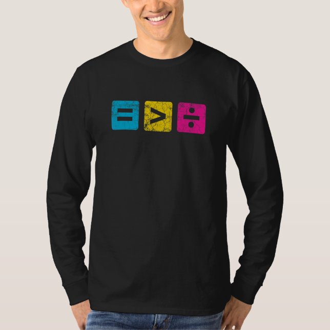 Camiseta Rótulo de igualdad de matemáticas mayor que Rótulo (Anverso)