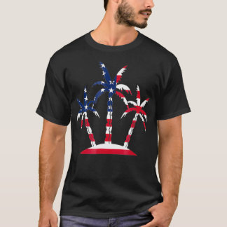 Camiseta Rótulo de la bandera estadounidense de la palma pa