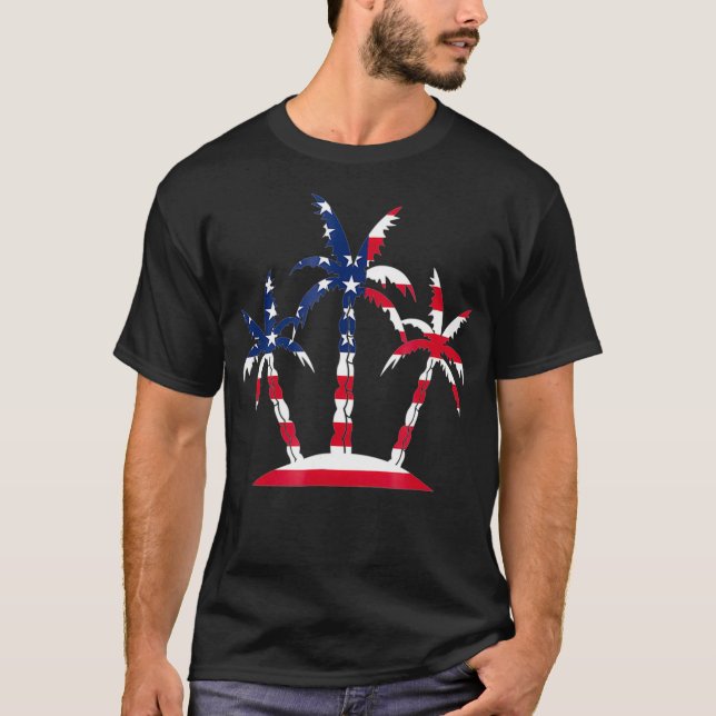 Camiseta Rótulo de la bandera estadounidense de la palma pa (Anverso)