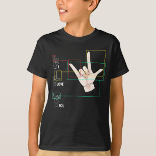 Camiseta Rótulo de la mano de la lengua Rótulo estadounid