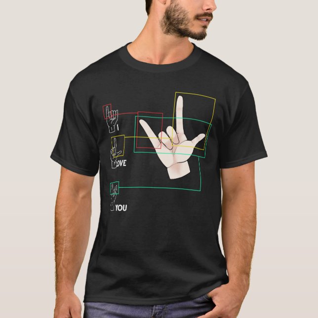 Camiseta Rótulo de la mano de la lengua Rótulo estadouniden (Anverso)