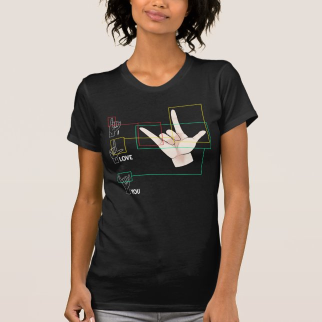 Camiseta Rótulo de la mano de la lengua Rótulo estadouniden (Anverso)