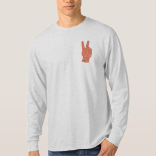 Camiseta Rótulo de la mano de la paz con un estilo bordado 