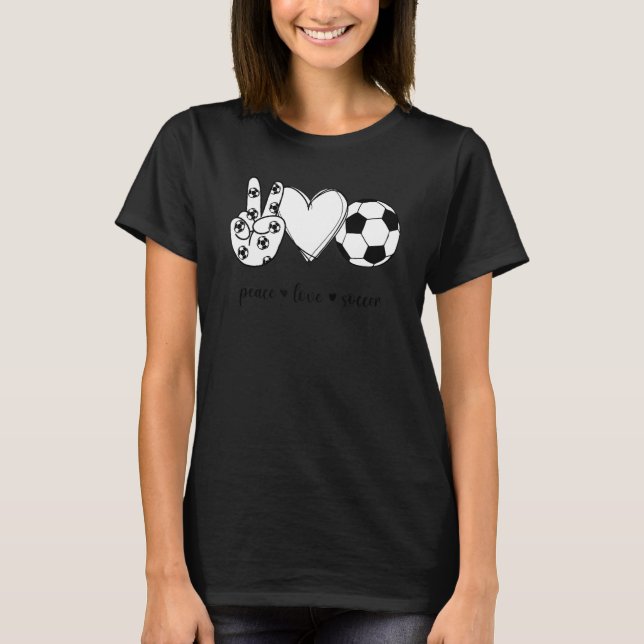 Camiseta Rótulo de la mano de paz de Peace Love Soccer (Anverso)