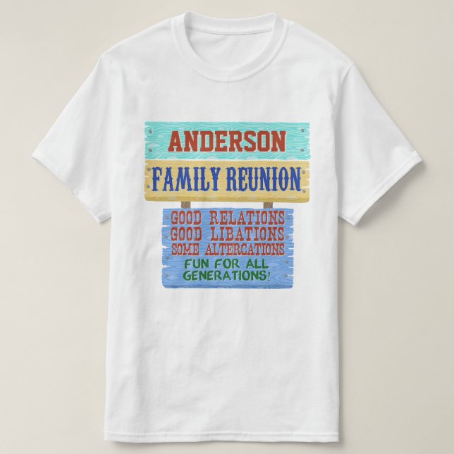 Camiseta Rótulo de madera divertida para la reunión familia (Diseño del anverso)