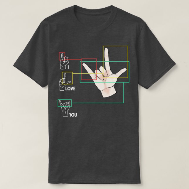 Camiseta Rótulo de mano de lenguaje Rótulo americano ASL te (Diseño del anverso)