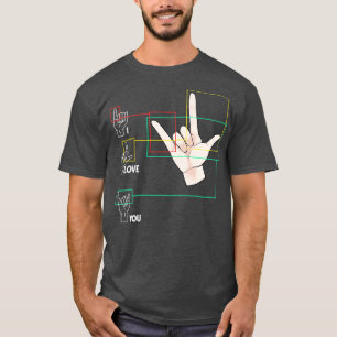 Camiseta Rótulo de mano de lenguaje Rótulo americano ASL te