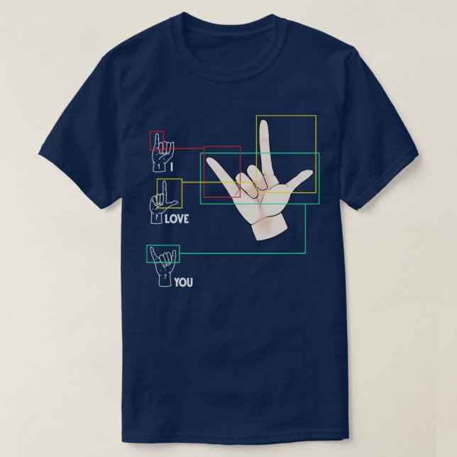 Camiseta Rótulo de mano de lenguaje Rótulo americano ASL te (Diseño del anverso)