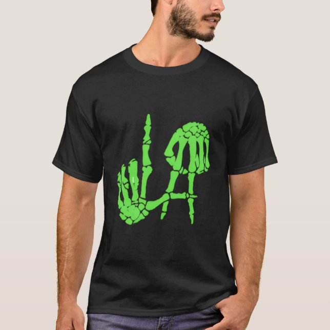 Camiseta Rótulo de mano de Los Ángeles Skeleton Hands Bones (Anverso)