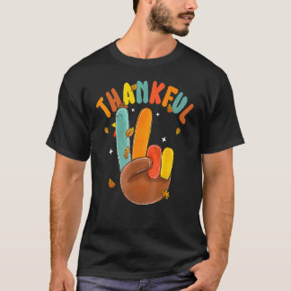 Camiseta Rótulo de mano de paz de Retro Groovy Gracias Turq