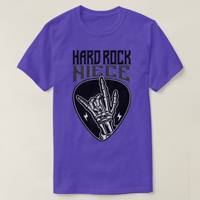 Camiseta Rótulo de mano dura de rock de sobrina dura 1 (Diseño del anverso)