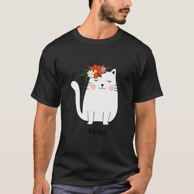 Camiseta Rótulo de nacimiento de Virgo Cat Zodiac (Anverso)