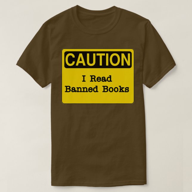 Camiseta Rótulo de precaución, leo libros prohibidos (Diseño del anverso)