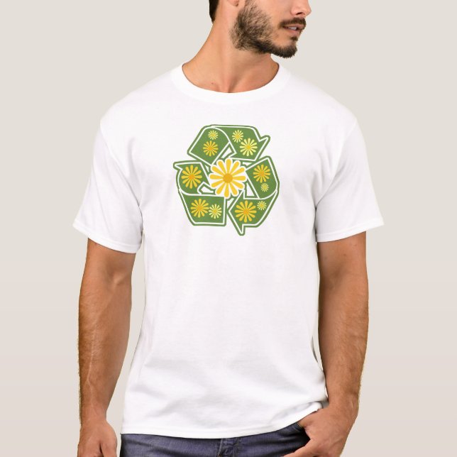 Camiseta Rótulo de reciclaje floral (Anverso)