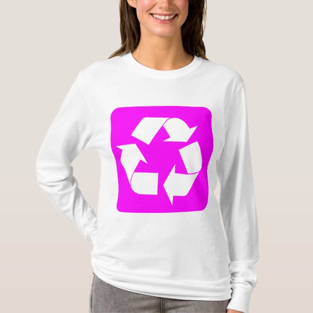 Camiseta Rótulo de reciclaje - Magenta (Anverso)