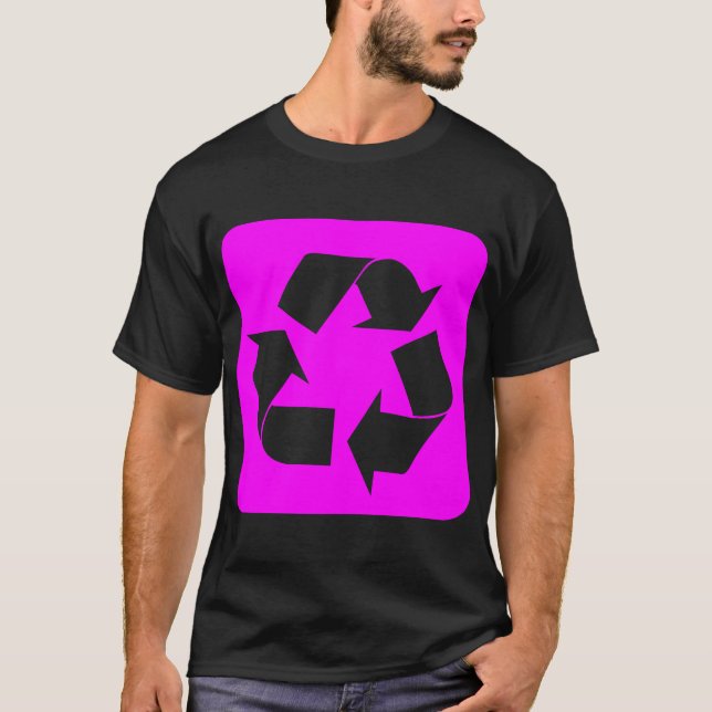 Camiseta Rótulo de reciclaje - Magenta (Anverso)