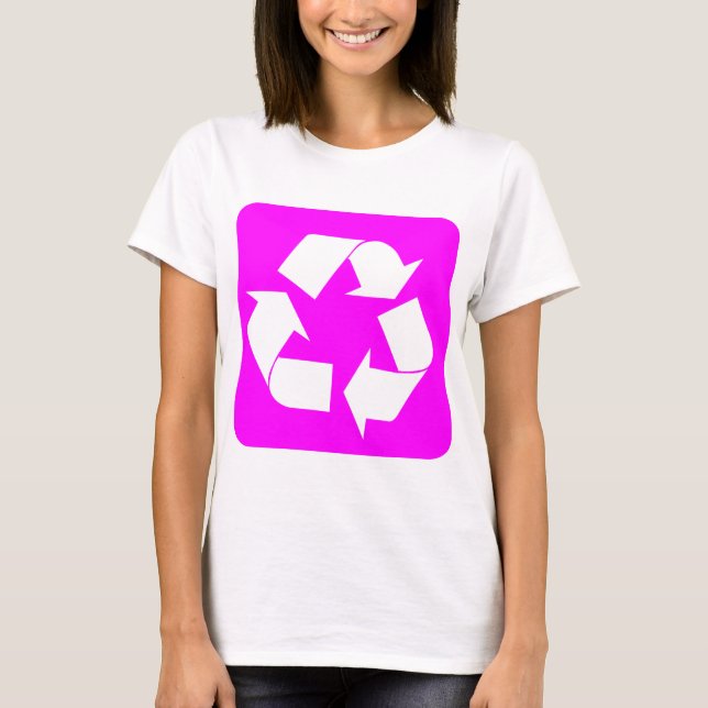 Camiseta Rótulo de reciclaje - Magenta (Anverso)