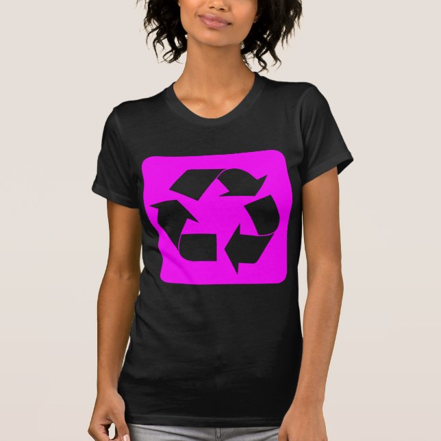 Camiseta Rótulo de reciclaje - Magenta (Anverso)