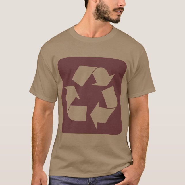 Camiseta Rótulo de reciclaje - Marrón oscuro (Anverso)