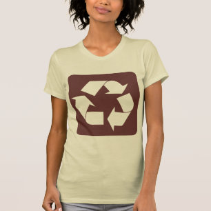 Camiseta Rótulo de reciclaje - Marrón oscuro
