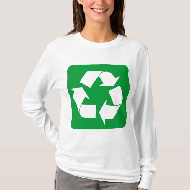 Camiseta Rótulo de reciclaje - Verde de hierba (Anverso)